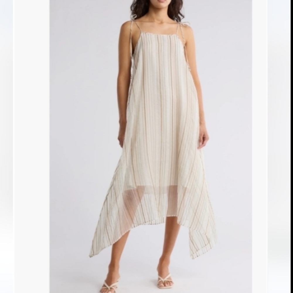 Joie Roisin‎ Stripe Tie Strap Silk & Cotton Dress